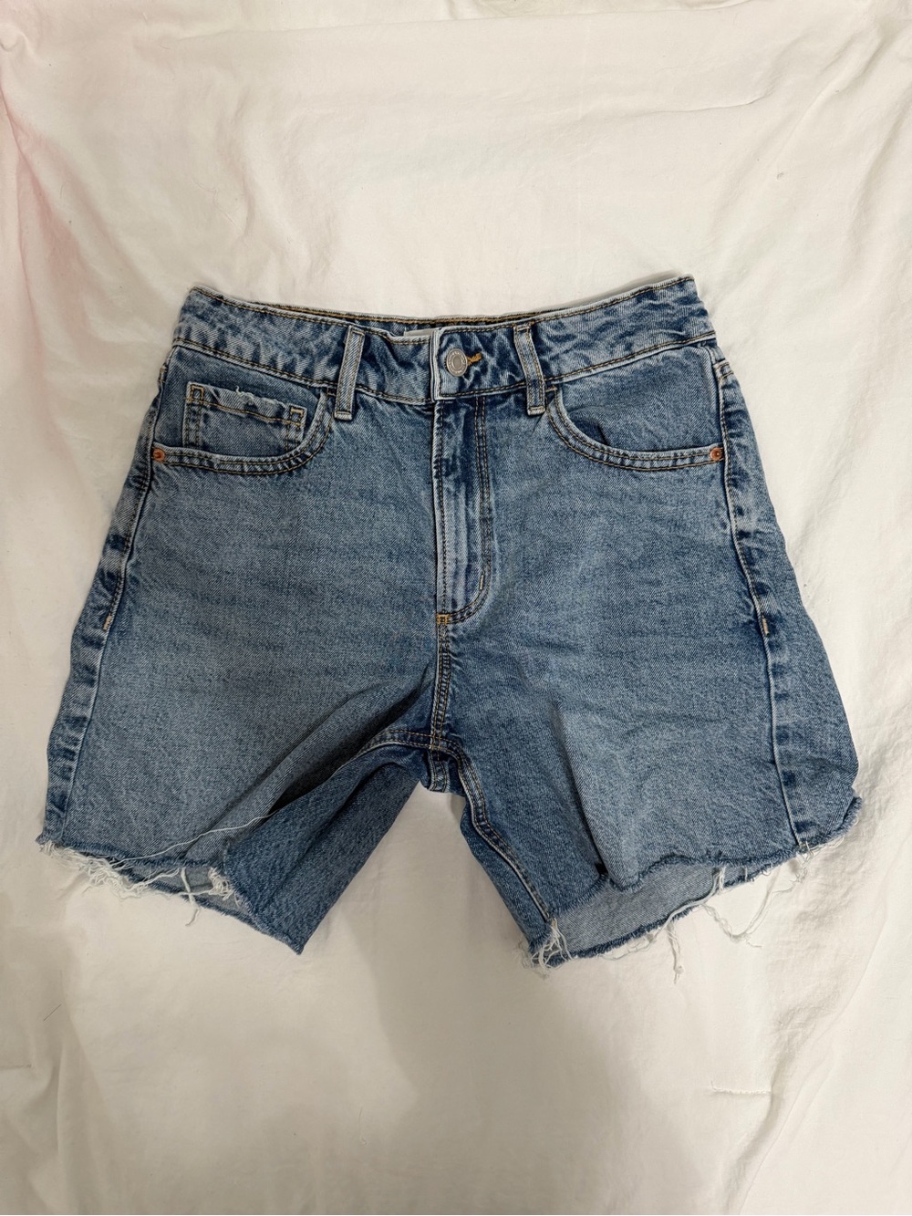 High Waist Blue Denim Shorts | semi jorts, mid thigh, summer